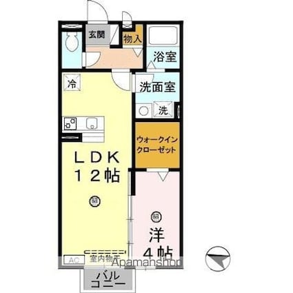 モナリエイースト[1LDK/41.68m2]の間取図