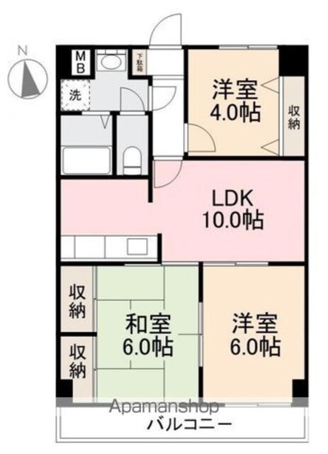 ハイクレスト高松[3LDK/56.7m2]の間取図