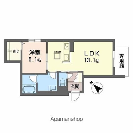 グリーンセント矢賀[1LDK/45.74m2]の間取図