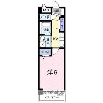 プラシード倉敷[1K/31.97m2]の間取図