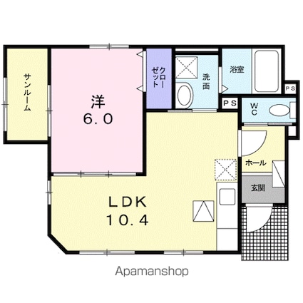 アベニールⅠ[1LDK/42m2]の間取図