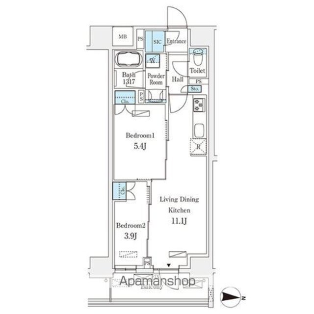フロンティアレジデンス錦糸公園[2LDK/48.06m2]の間取図