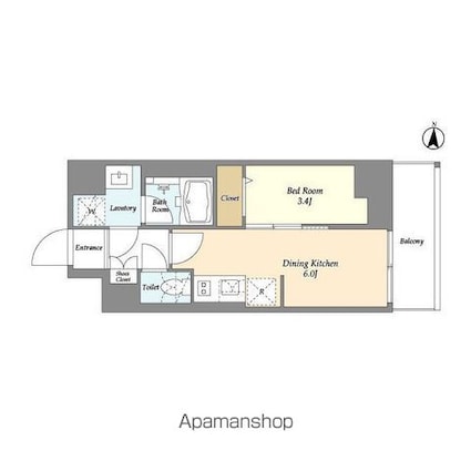 グランカーサ菊川[1DK/26.49m2]の間取図