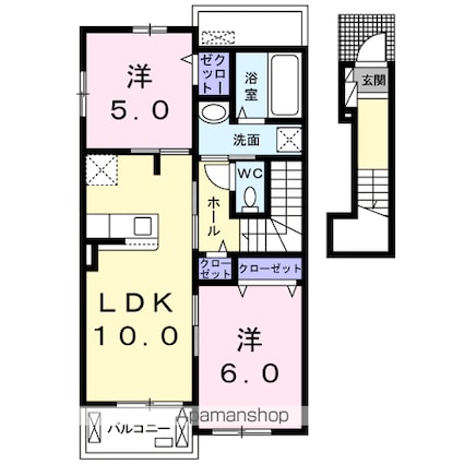 ドゥエル砧[2LDK/53.75m2]の間取図
