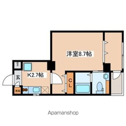 アビラ平和台[1K/27.45m2]の間取図