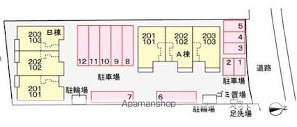 ノース・ガーデンＢ[2LDK/57.71m2]の配置図