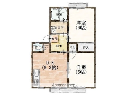 メゾンフレンズ[2DK/35.64m2]の間取図