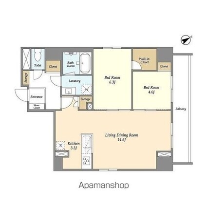 Ｅｓｐｏｉｒ三田[2LDK/67.58m2]の間取図
