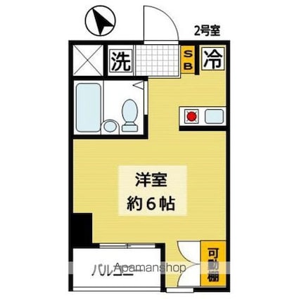 東京都新宿区弁天町[1K/19.65m2]の間取図