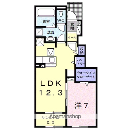 和歌山県和歌山市西浜[1LDK/50.42m2]の間取図