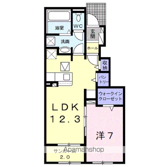 和歌山県和歌山市西浜[1LDK/50.42m2]の間取図