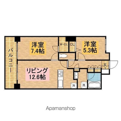 東京都武蔵野市境１丁目[2LDK/57.58m2]の間取図