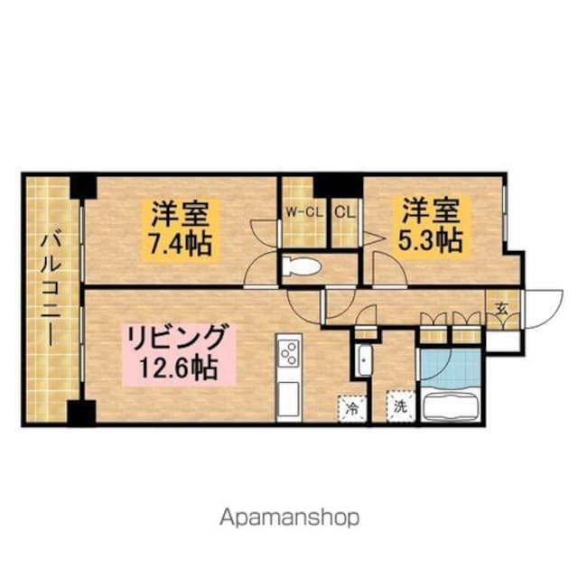 東京都武蔵野市境１丁目[2LDK/57.58m2]の間取図
