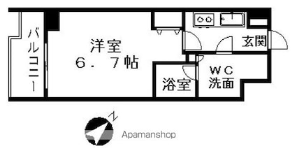 パシフィックコート目黒南[1K/22.95m2]の間取図