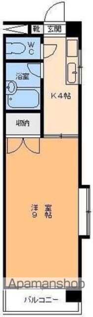 カドタパレス[1K/26.68m2]の間取図