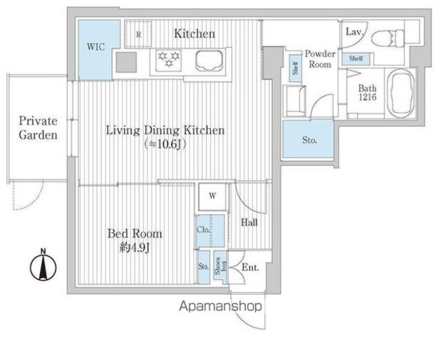 トラスト学芸大学[1LDK/42.6m2]の間取図