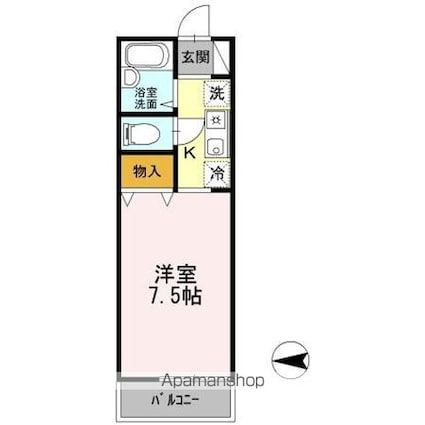 ベルデュール[1K/22.52m2]の間取図