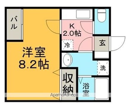 リブレア朱雀Ⅱ[1K/25.22m2]の間取図