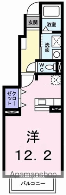 優美　Ｂ[1K/32.9m2]の間取図