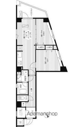 コスモリード新宿余丁町[2LDK/62.24m2]の間取図