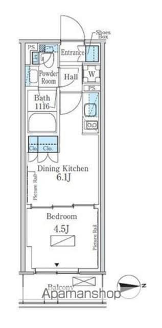 東京都新宿区百人町３丁目[1DK/26.1m2]の間取図