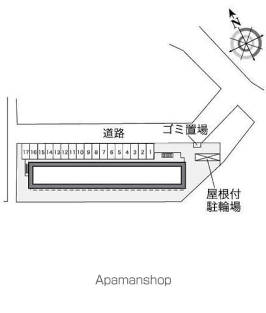 レオパレス中野５１[1K/23.18m2]の配置図