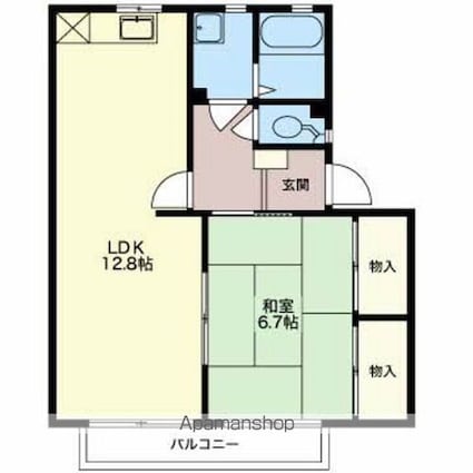ディアスいこい[1LDK/46.51m2]の間取図