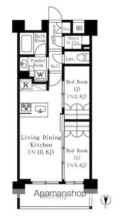 東京都国分寺市南町２丁目[2LDK/41.6m2]の間取図