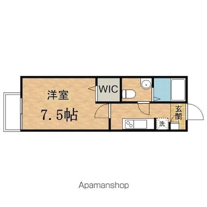オークコート[1K/25.28m2]の間取図