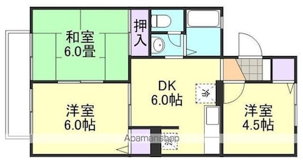 岡山県倉敷市新田[3DK/50.26m2]の間取図