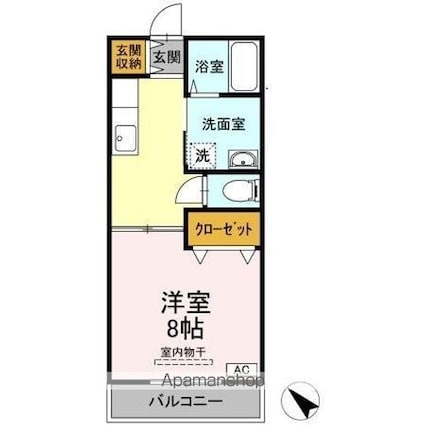 広島県福山市川口町３丁目[1K/28.73m2]の間取図