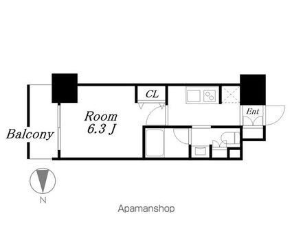 ルネフラッツ庄内通駅前[1K/22.76m2]の間取図