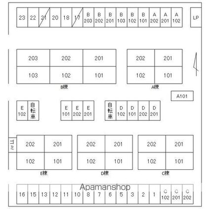 エステート松原Ａ・Ｂ棟[2LDK/55.42m2]の配置図