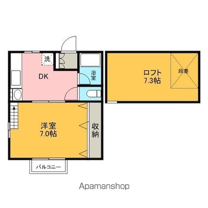 クラシカル姫子２号棟[1DK/26.48m2]の間取図