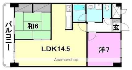 ハイシティ松山[2LDK/66.15m2]の間取図