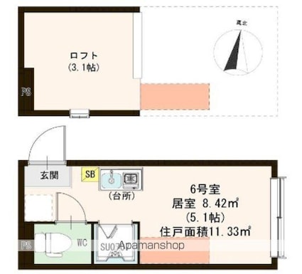 フルール・ド・エフォ[1R/11.33m2]の間取図