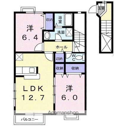 パールスクエアＡ[2LDK/63.3m2]の間取図
