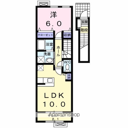 ブルースカイ[1LDK/46.28m2]の間取図