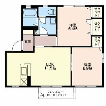 プランドール　Ａ[2LDK/54.13m2]の間取図