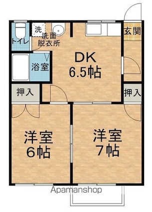 フォーブルみさわ[2DK/42.65m2]の間取図