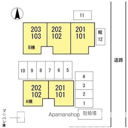 サンタウン寺井[2LDK/55.3m2]の配置図