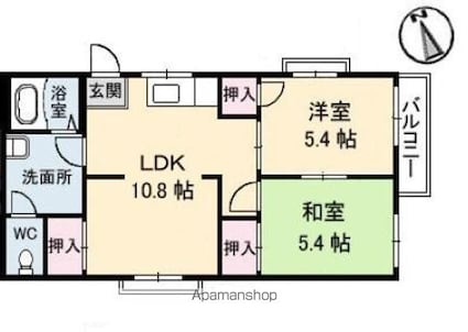 フレグランス宮脇[2LDK/50.6m2]の間取図
