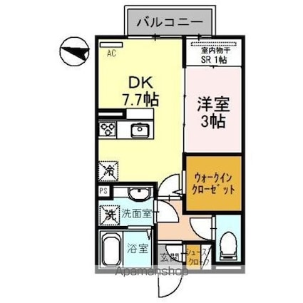 ファミール中之島[1DK/33.12m2]の間取図