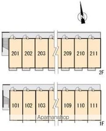 香川県高松市伏石町[1K/21.81m2]の配置図