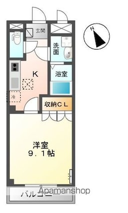 オブジャンヴィラ[1K/29.7m2]の間取図