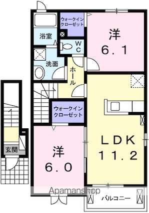 フラーヴ[2LDK/57.63m2]の間取図