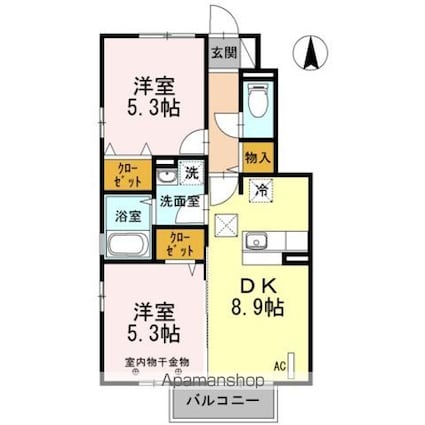 ブランシュ[2DK/46.52m2]の間取図
