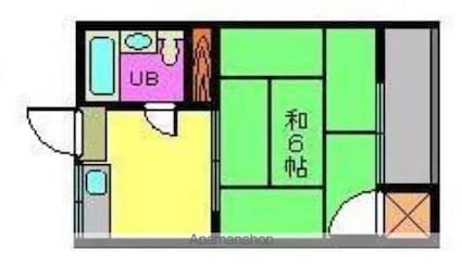 コーポ中川Ⅱ[1K/19.44m2]の間取図