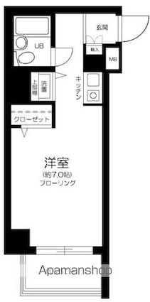 ヒルズ駒場東大前[1R/21.31m2]の間取図