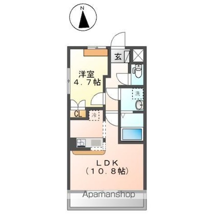 クレールスクエア[1LDK/38.25m2]の間取図